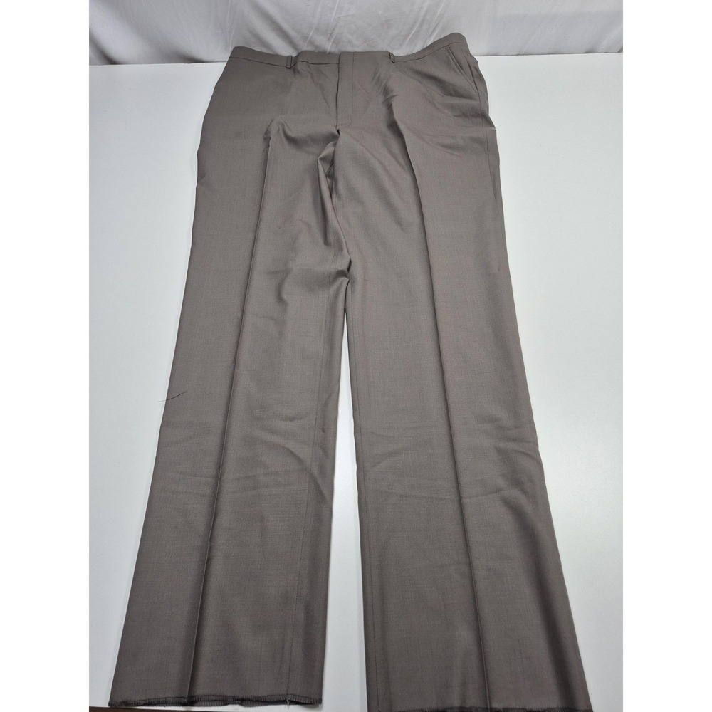 VTG Asher Essentials Dress Pants Mens 44x36 Gray Wool Flat Front Unhemmed NWT